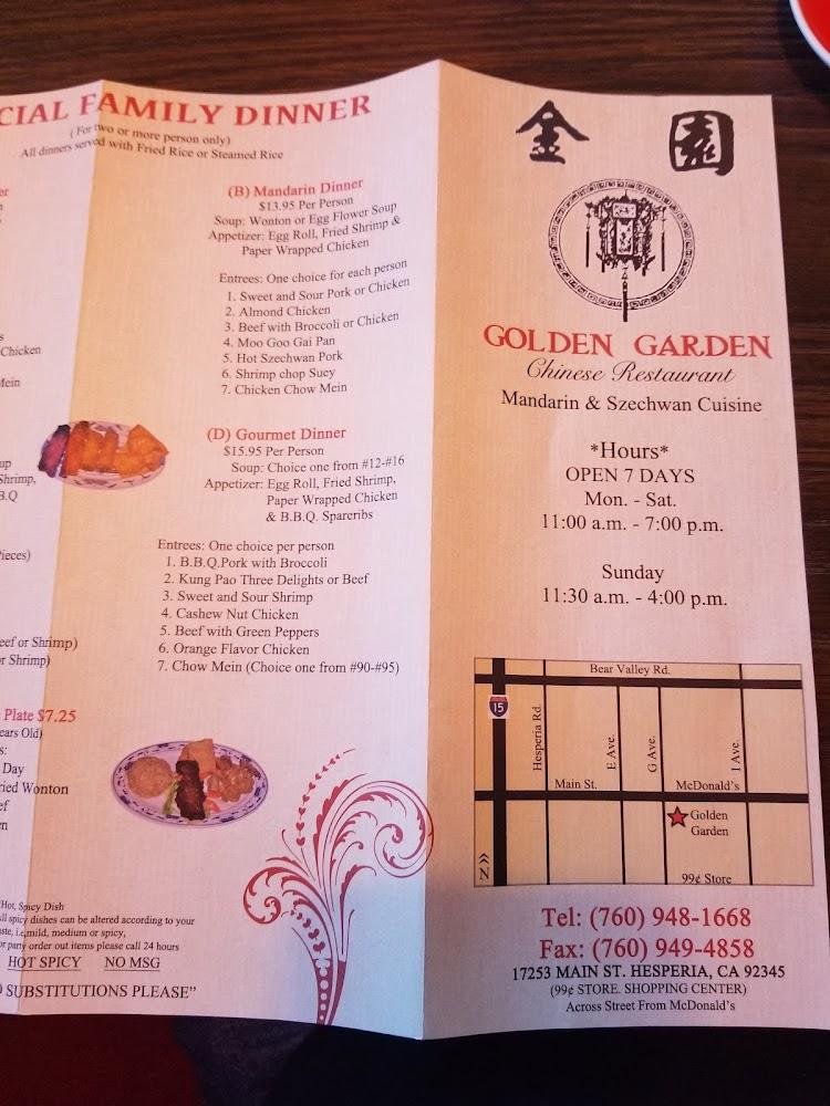 Golden Garden Restaurant Menu image 2